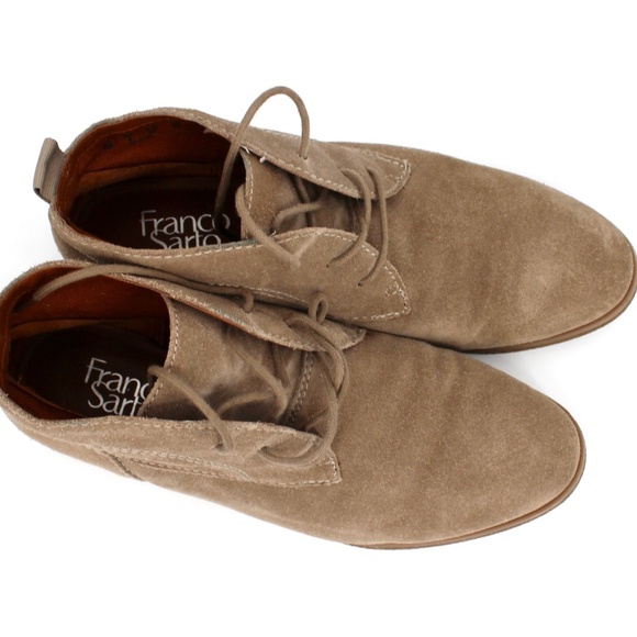 Franco Sarto Suede Lace Up Booties Ankle Boots Taupe Chukka Palazzo Women's | 8 - Picture 2 of 3